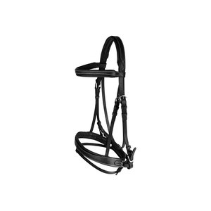 Leather Horse Bridle with Mesh and Spandex Adjustable Straps Silver Hardware for <b>Equestrian</b> Use - Product Image 1