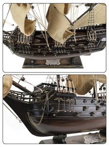 Bateau pirate en bois artisanal, pièce maîtresse nautique, décoration de table pour salon, bureau, étagère et maison - Product Image 2