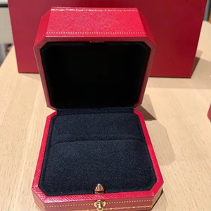 Estuche de Anillo de Cuero PU Rojo, Caja de Joyería de Marca de Lujo, Empaque de Regalo con Logotipo Personalizado para Exhibición en Tiendas de Compromisos y Bodas - Product Image 5