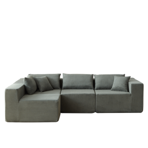 Divano componibile in velluto a coste di lusso da 104 pollici con divano componibile a forma di L imbottito per interni imbottito di schiuma divano compresso - Product Image 5