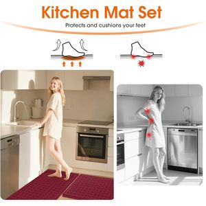 2 Tappeti da Cucina Antifatica, Tappetini Ammortizzati Antiscivolo per Scrivania, Tappetino Impermeabile per Pavimento della Cucina - Product Image 3