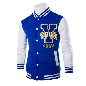 Blouson universitaire en laine pour homme, personnalisé, hiver, style varsity, broderie OEM ODM, fermeture éclair, col montant, logo frontal - Product Image 1