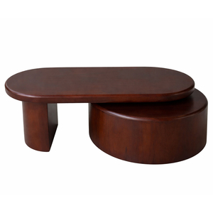 Mesa de Centro Ovalada Moderna de Mediados de Siglo, de Madera Sólida Ecológica, Contemporánea, con Función Giratoria de Alta Calidad - Product Image 6