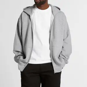custom hoodies men's 100% cotton oversize drop shoulder hoodies streetwear hooded sweatshirts heavy weight zip hoodie for men ho