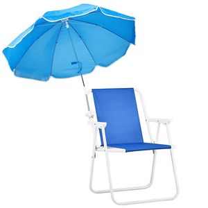Sedia da Spiaggia Pieghevole Leggera e Portatile con Ombrello per Adulti, Capacità 120 kg, in Tessuto Oxford per Viaggi, Picnic e Concerti - Product Image 3