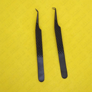 Custom Logo Stainless Steel Eyelash Tweezers Diamond Grip Volume <b>Tools</b> with Precision Fiber Tips for Extensions - Product Image 5