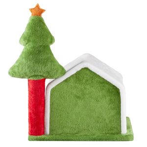 24in Christmas Cat House Soft Plush Indoor Cat Bed Cave with Holiday Decor for Cats & Scratcher - Product Image 5