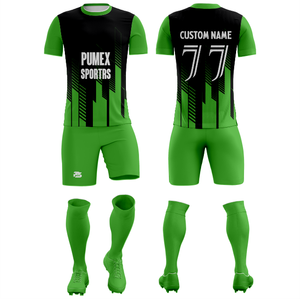 Conjunto de Uniforme de Fútbol y Camiseta de Fútbol Personalizada, Transpirable, Ligera, de Secado Rápido, Sublimada, Negra, de Manga Corta - Product Image 2