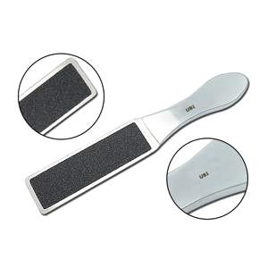 Râpe à pieds en acier inoxydable – Conception ergonomique antidérapante avec surface de ponçage double face pour éliminer les callosités, les talons fendillés et les peaux mortes - Product Image 1