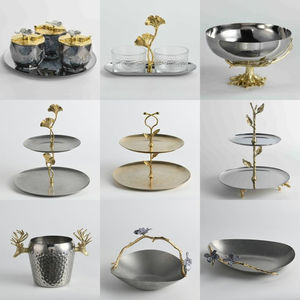 Centro de Mesa de Lujo con Textura Martillada, Bañado en Oro de Alta Calidad, Diseño Elegante, Tazones para Servir Comida, Utensilios de Cocina con Diseño de Macaw - Product Image 3