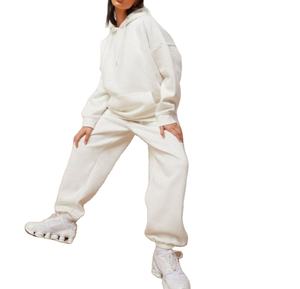 Joggers recortados logotipo personalizado Crop Top Hood sudaderas Heavy Hoodies conjuntos mujer ropa mujer mejores trajes chándal - Product Image 1