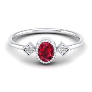 Bague de fiançailles REYES en or rose 14 carats, moissanite certifiée GRA, taille ovale, 0,35 carat, rubis, bijoux pour femmes, vente flash - Product Image 5