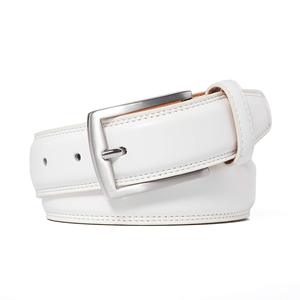 White Genuine Leather Formal <b>Belt</b> With Silver Pin Buckle Solid Color Men's Business <b>Accessory</b> PU Leather <b>Belt</b> Men - Product Image 1