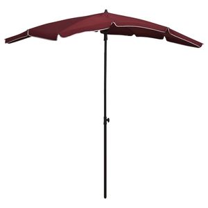 Parasol de jardin inclinable grand format rouge Bordeaux en acier et polyester avec base - Product Image 1