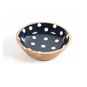 Bol en bois de manguier fait main avec impression émaillée pour l'iftar et le service – Bols en bois - Product Image 1