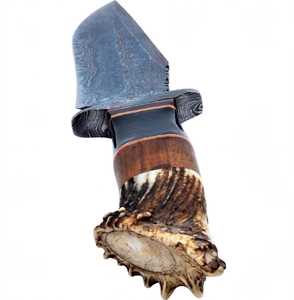 Couteau de survie à lame fixe en acier Damas fait main, manche personnalisé en bois de cerf, outil utilitaire de camping et de survie, type Bowie - Product Image 6