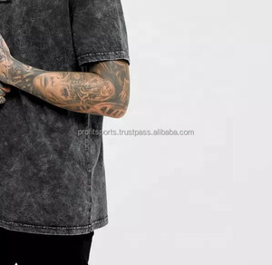 Camisetas Vintage de Punto Sólido con Lavado Ácido para Hombre, Venta al Por Mayor OEM, Impresión de Logotipo Personalizado, Algodón, Tallas Grandes - Product Image 4