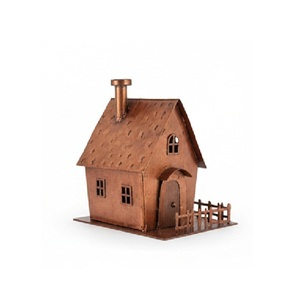 Novedad: Portavelas de casa de hierro vintage hueco, linterna para velas de té, estilo casa embrujada - Product Image 1