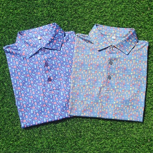 2024 Custom High Quality Quick Dry Man Golf Polo T-<b>Shirt</b> <b>Funny</b> Pattern Polyester Spandex Stiff Collar Design Low FOB Price Made - Product Image 1