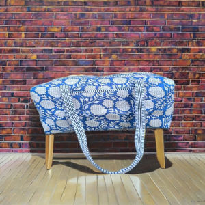 กระเป๋าเดินทางผ้าฝ้ายอินเดียสุดหรูขายดีประจำฤดูใบไม้ผลิและฤดูร้อน สีพื้น ปิดซิป ทนทาน ขนาดใหญ่ - Product Image 2