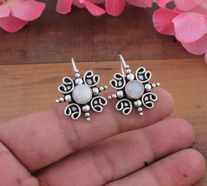 Shree Jaipur Silver Luxury Vintage Purple Jade Water <b>Drop</b> Earrings 925 Silver Handmade Gift for Her - Product Image 2
