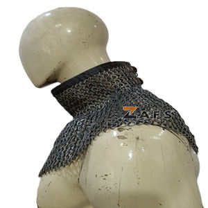 ชุดเกราะอัศวินยุคกลางแท้  ปลอกคอเหล็กถักแบบไบชอป  ปลอกคอเหล็กถักแบบกอร์เก็ต  งานฝีมือโลหะ - Product Image 3