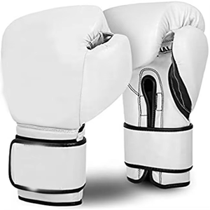 Gants de boxe blancs en PU imperméables à lacets, fermeture à lacets pour les doigts entiers, équipement d'entraînement pour adultes - Product Image 1