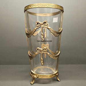 Vase décoratif rond en métal, finition poudre blanche et plaqué or, design très populaire, unique et personnalisable - Product Image 3