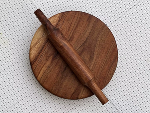 Handcrafted Wooden Chakla Belan Set Round <b>Rolling</b> Board with <b>Rolling</b> <b>Pin</b> Durable Kitchen Tool for Roti Chapati Dough Making - Product Image 4