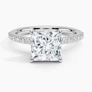 BOJ Ring 049 Princess Cut 925 Silver Petite Shared Prong Three Quarter Coverage 2ct D Color VVS1 Moissanite GRA Certified Sale - Product Image 1