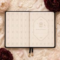Carnet de notes LABON personnalisé « Pivoine de Minuit » avec couverture rigide noire et dorure à chaud – Journal esthétique de luxe – Papeterie en gros – Cadeau