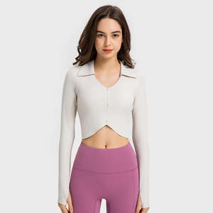 T-shirt de sport léger et respirant pour femme, séchage rapide, décontracté, course à pied, yoga, avec logo frontal, manches longues - Product Image 4