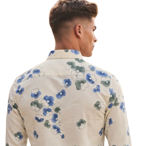 Camisa de Manga Larga para Hombre en Colores Personalizados Azul Verde Neutro, Cierre de Botones, Corte Moderno, Informal, Ecológica, para Vacaciones de Verano - Product Image 4