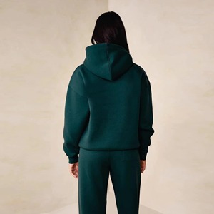 Ensemble de survêtement à capuche vert foncé pour femmes, pantalon long avec poches latérales, tenue décontractée d'automne, taille plus, coupe ample - Product Image 5