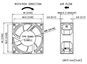 Ventilador Axial SYMBANG A9238M-B con Impulsor Metálico 110/220V 2600/3000 RPM para Equipos Industriales - Product Image 4