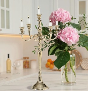 Portavelas Decorativo Elegante Hecho a Mano en Oro para Mesa, Ecológico, para el Hogar - Product Image 2