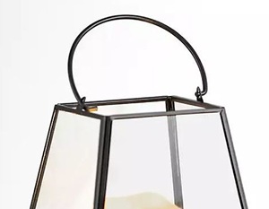 Elegant Selling Metal & Glass <b>Lantern</b> With Shiny <b>Black</b> Finished Metal Candle <b>Lanterns</b> for Outdoor Home Decor Customized - Product Image 2