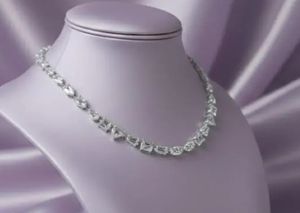 Luxury Moissanite <b>Statement</b> <b>Necklace</b> Emerald Cut 925 Silver Rhodium Plated Women's Wedding Jewelry - Product Image 3