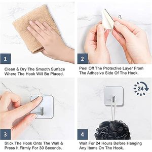 Hooks for <b>Wall</b> Heavy Items | <b>Wall</b> Hangers for <b>Clothes</b> Hanging | Self-Adhesive Hooks | <b>Wall</b> Hook Without Drill | Sticky - Product Image 4