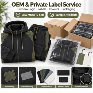 Custom Mens 360 GSM Lightweight 100% Polyester Fleece Winter Solid Eco-Friendly Tracksuit OEM Private Label Zip <b>Hoodie</b> Jogger - Product Image 5