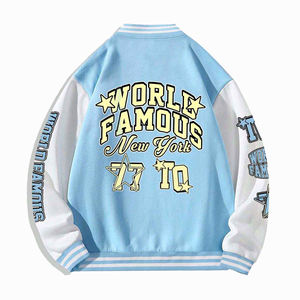 Blouson universitaire unisexe personnalisé 2026 en toile vintage style urbain, col montant, coupe large coupe-vent, design décontracté pour l'hiver - Product Image 2