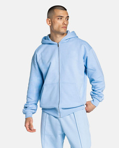 Survêtement homme 2 pièces bleu ciel surdimensionné avec logo personnalisé et passepoil, respirant, le plus vendu - Product Image 3