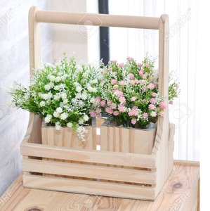 Holesale-cesta de flores hecha a mano para boda, tejido de ratán, decoración de plantas con mango de madera, producto en oferta - Product Image 2