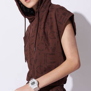 Sudadera con capucha sin mangas para mujer, con cremallera, talla XS, de punto lavado, informal de invierno, holgada, con cordón, ligera - Product Image 2