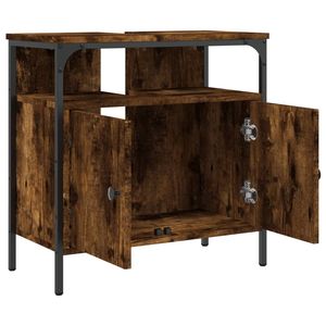 Mueble de Baño con Lavabo de Acero con Recubrimiento en Polvo, en Madera de Roble Ahumado - Product Image 6