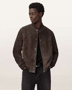 <b>Men's</b> Brown <b>Suede</b> Bomber <b>Jacket</b> Stand Collar Casual Autumn Style Regular Fit Button Closure Solid Color - Product Image 6