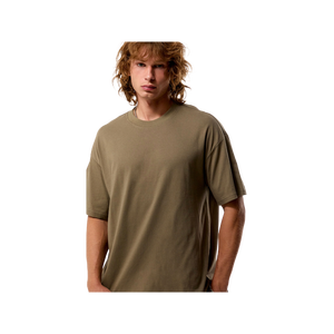 Camiseta Extra Grande Verde Oliva para Hombre, Informal, de Manga Corta, Lisa, Teñida, con Cuello Redondo - Product Image 4