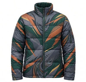 custom unisex sublimated puffer jacket winter warm dark teal blue circuit topo print <b>bubble</b> <b>coat</b> windproof padded street <b>coats</b> - Product Image 4