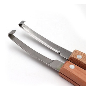 Cuchillo de Herrador Personalizado para Caballos, Mango de Madera, Hoja Curva, Herramienta Veterinaria para el Cuidado de Pezuñas, Venta al por Mayor OEM - Product Image 1
