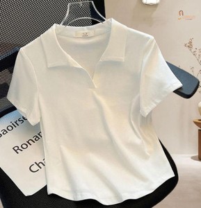 T-shirts pour femmes en coton tricoté Oxford, coupe ajustée, haute qualité, personnalisables, vente en gros, collection été - Product Image 1